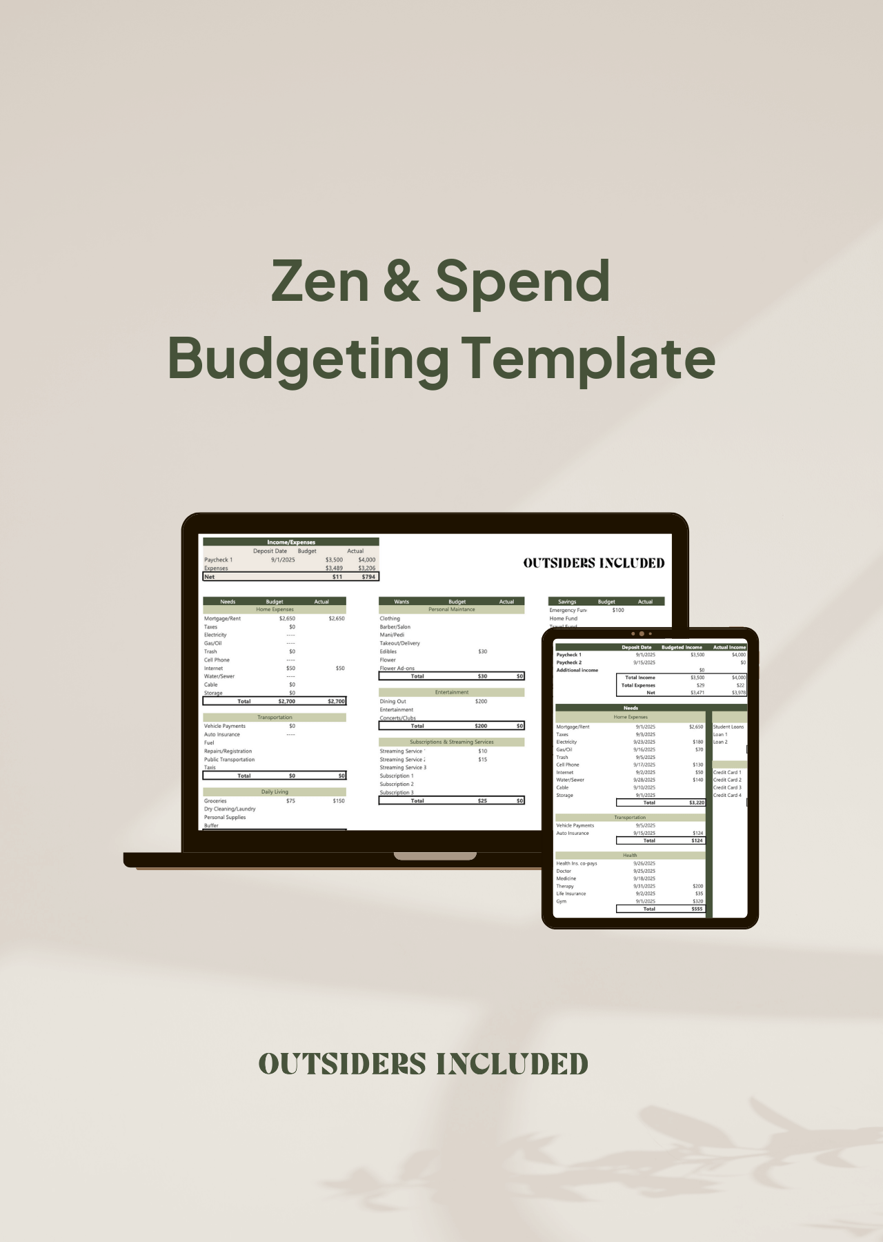 Zen & Spend Budgeting Template